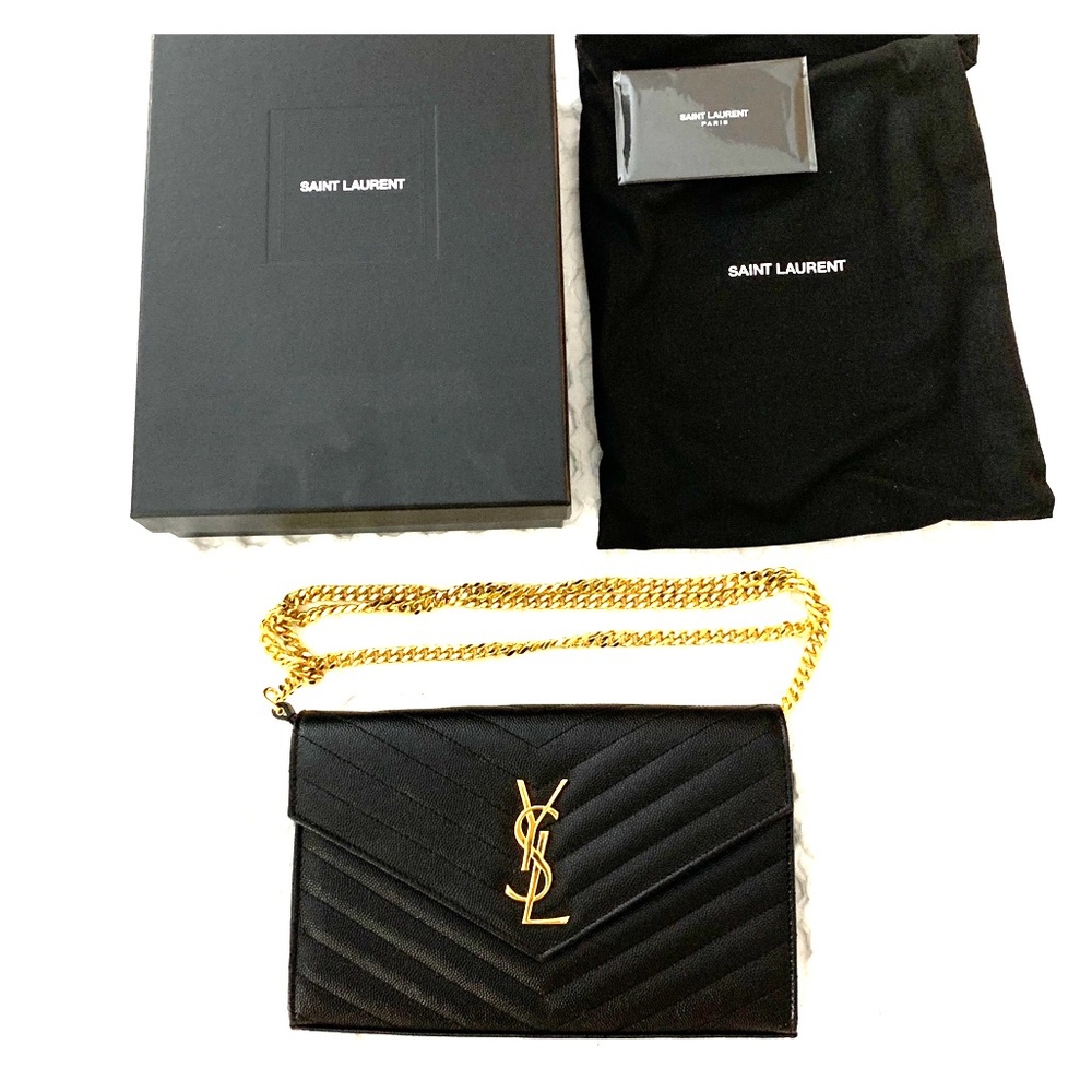 YSL Med Monogram Matelassé Wallet on Chain